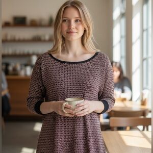 Bonton Black and Pink Women's Sweater - 100% Cotton - Casual - Size M